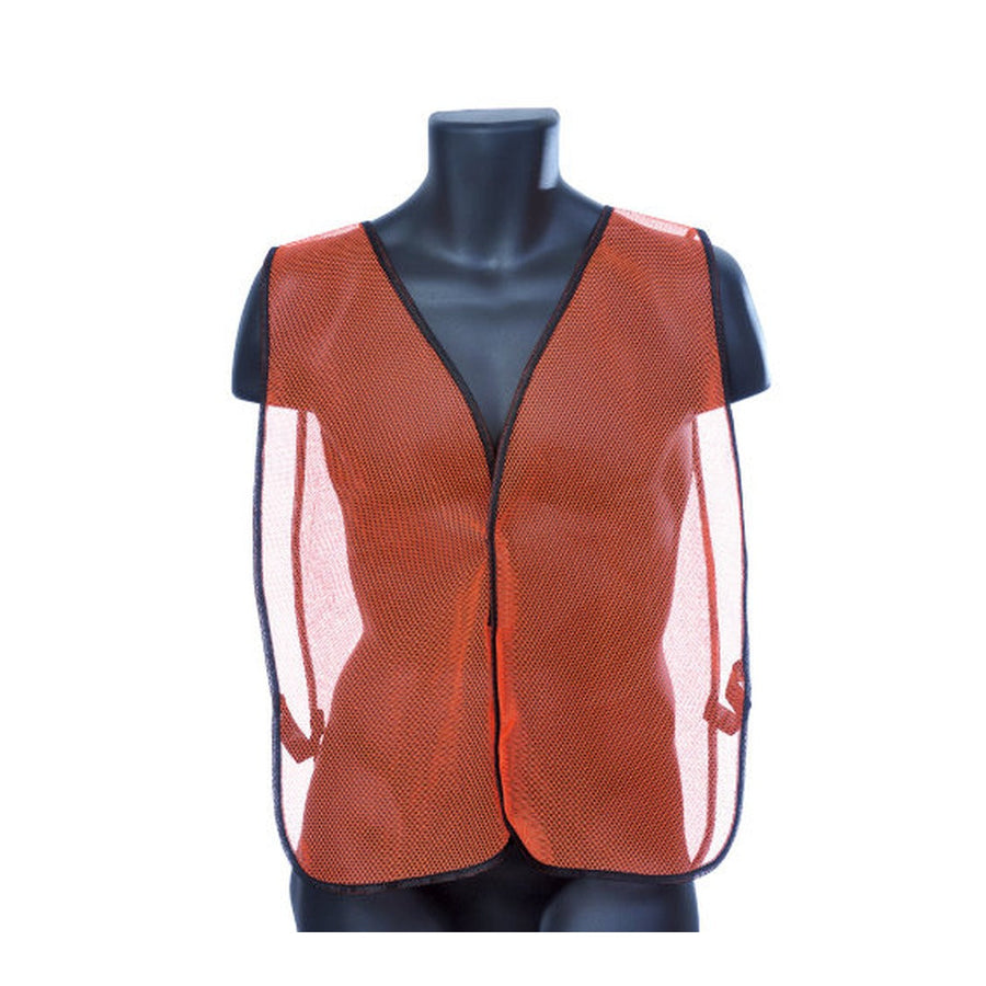 Orange hi viz mesh safety vest with velcro front