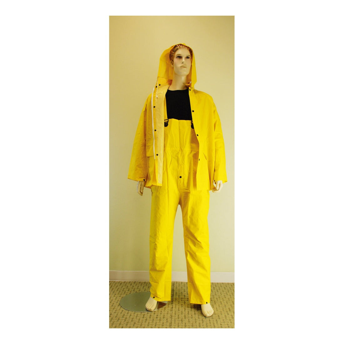 Yellow PVC rain suit with jacket and pants