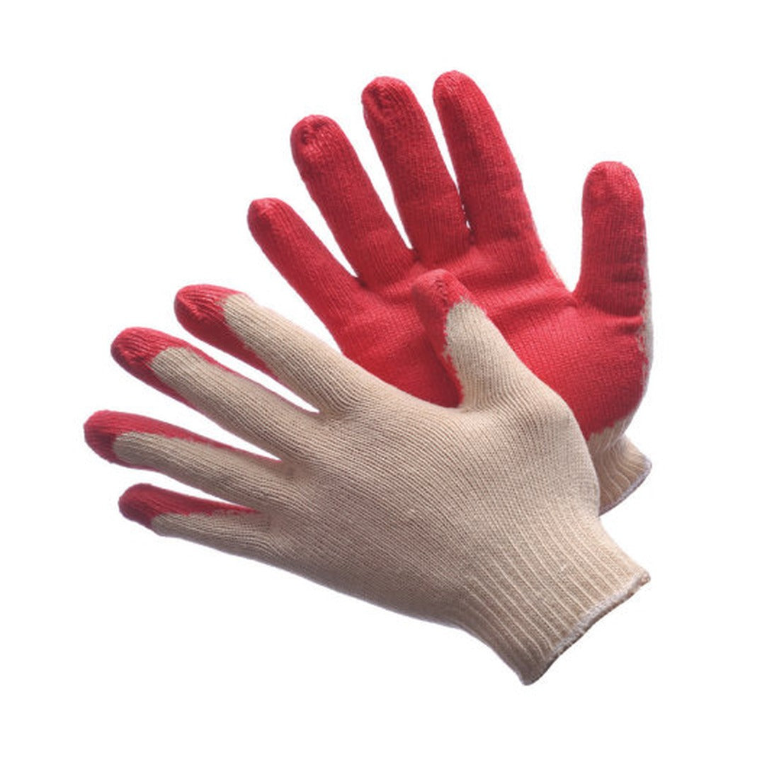 String knit work gloves with red latex coated palm