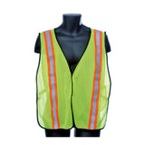Lime mesh safety vest with reflective stripes and velcro front