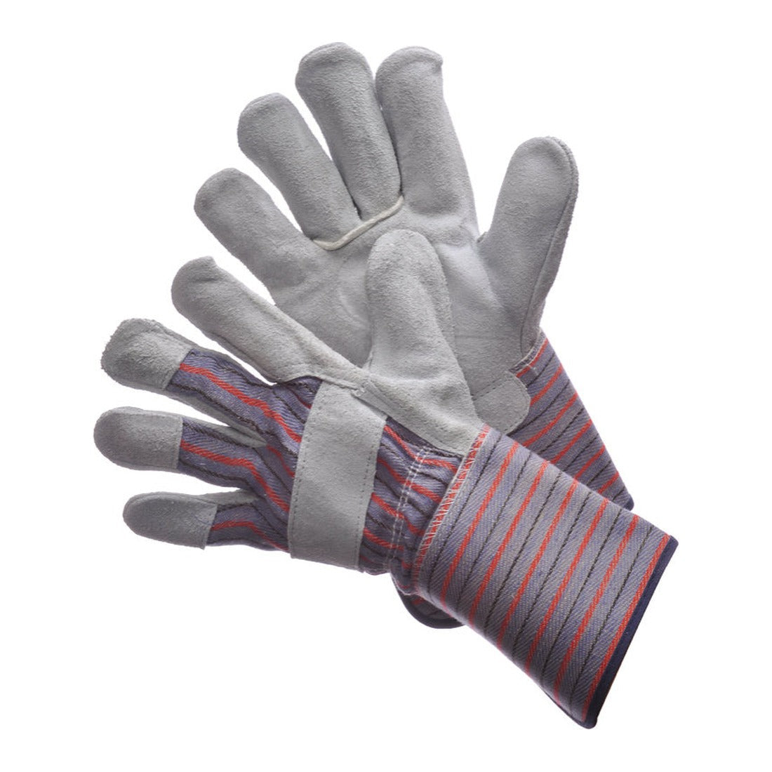 Split leather palm work gloves with 4.5 inch gauntlet cuff