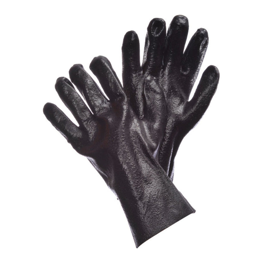 Black PVC coated gloves with 12 inch gauntlet cuff