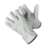 Split leather driver gloves in pearl grey
