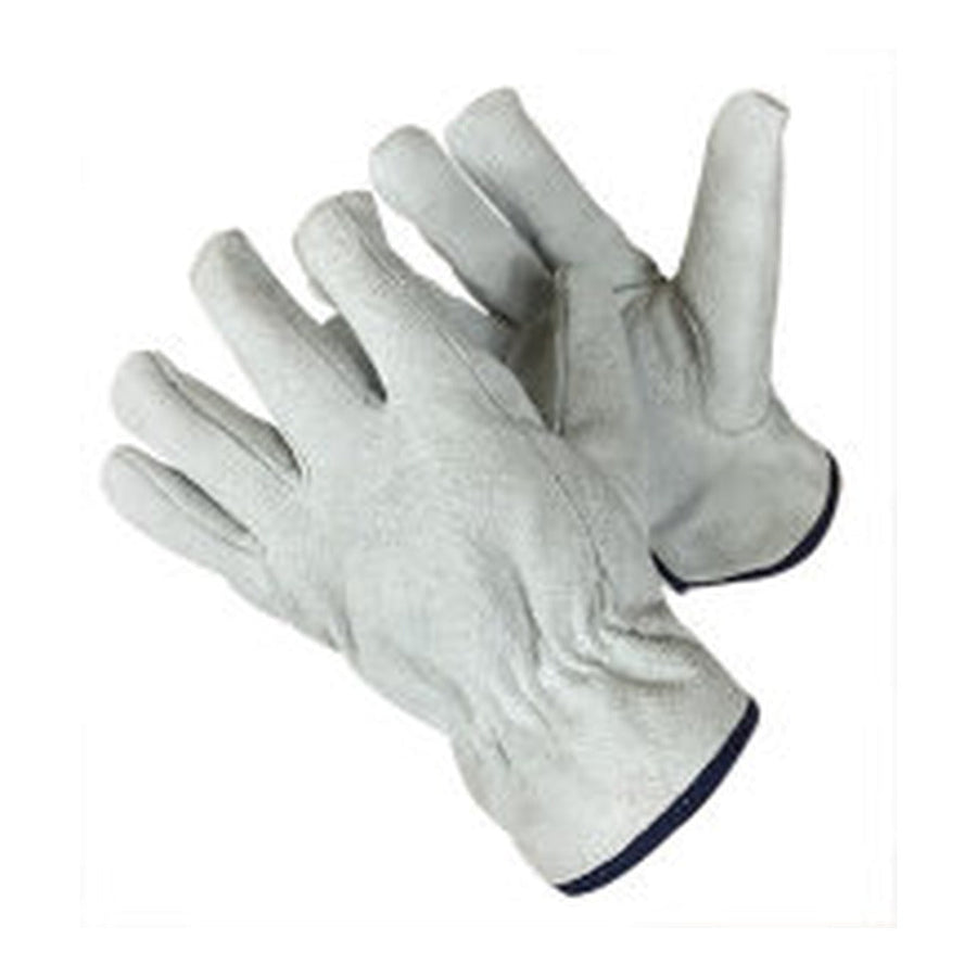 Split leather driver gloves in pearl grey