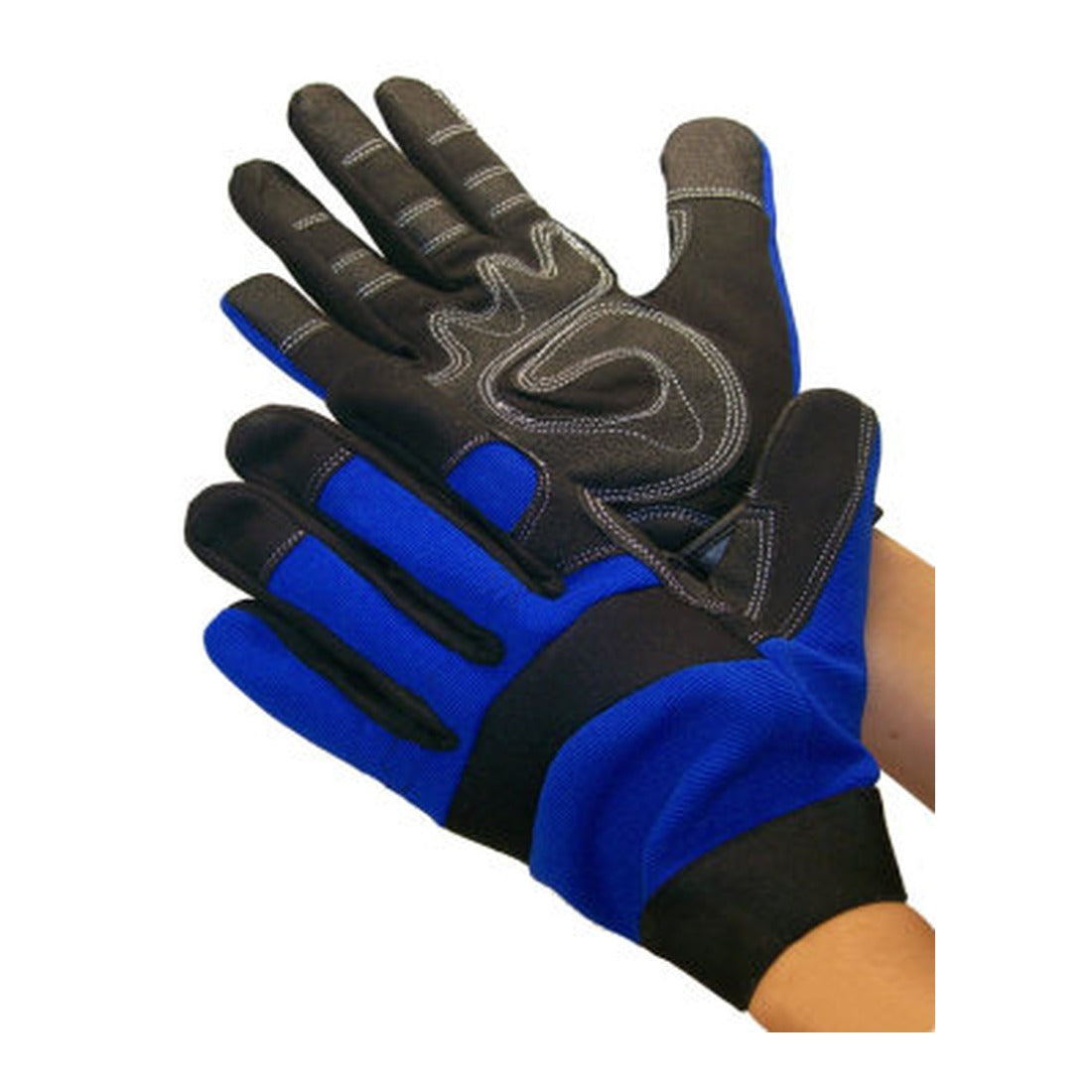 Synthetic leather mechanic gloves with hook and loop closure