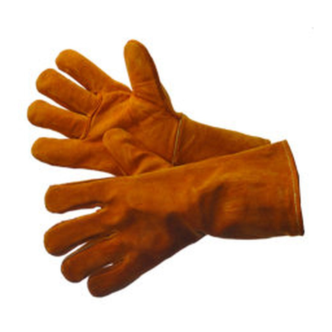 Brown split leather welding gloves with Kevlar stitching