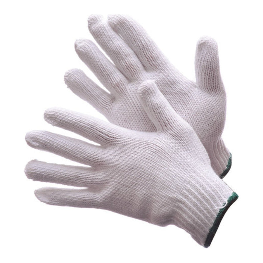 Bleached white string knit work gloves