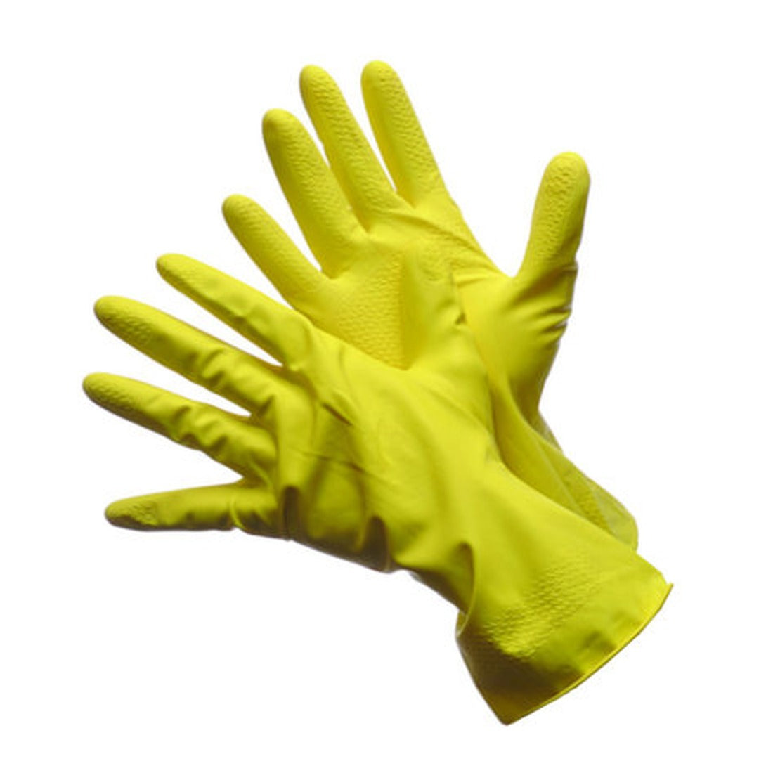 Yellow flock lined household latex gloves